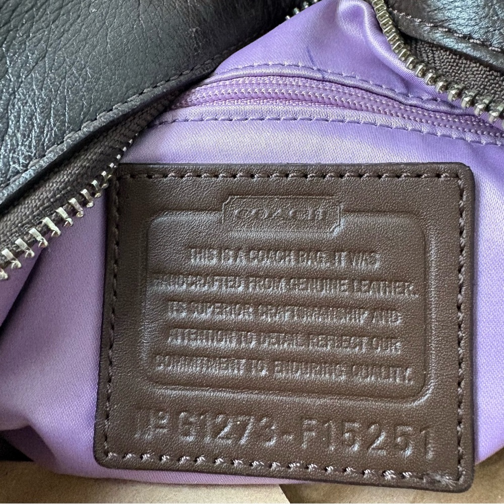 SOLD Coach Carly Dark Brown Pebbled Leather Shoulder Bag - Picture 6 of 6